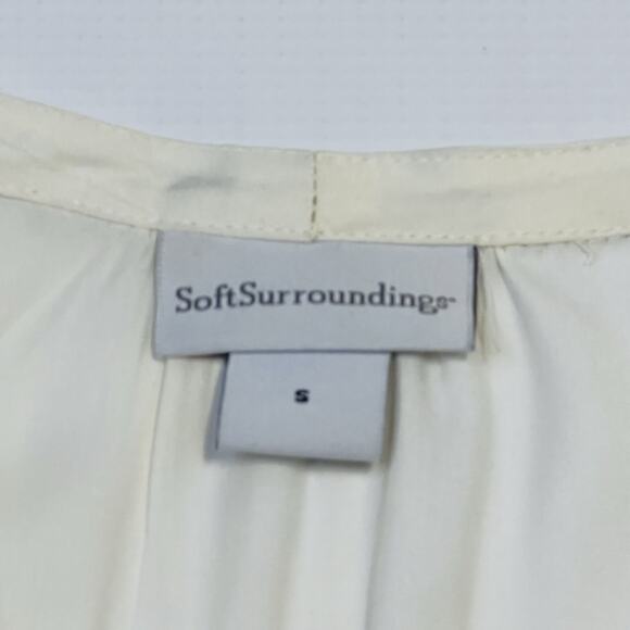 Soft Surroundings White Sleeveless Ruffle Tunic Blouse Shirt Size Small Sheer - Picture 9 of 13
